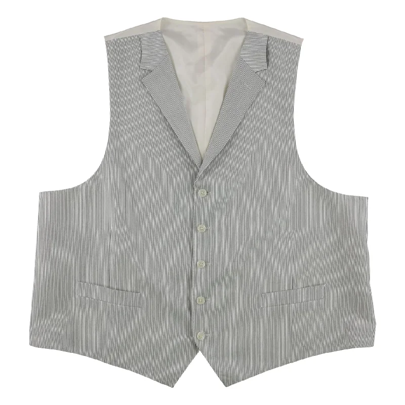 Cool Comfort Sean John Mens Striped Five Button Vest, White, 50 Regular