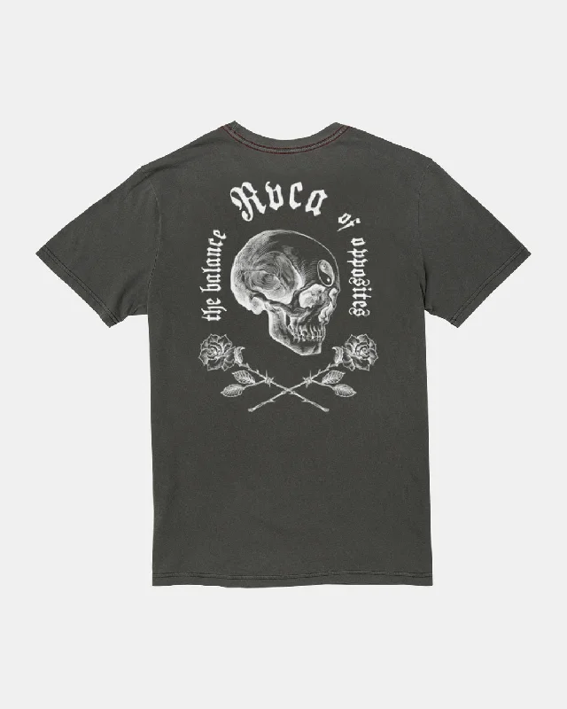 Minimalist Style Opposite Skulls Long Sleeve Tee - Pirate Black