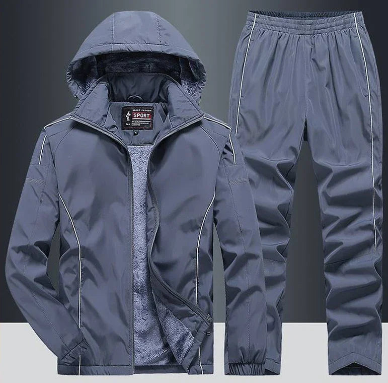 Urban Look Men's Polyester Long Sleeves Solid Pattern Hooded Jacket Set