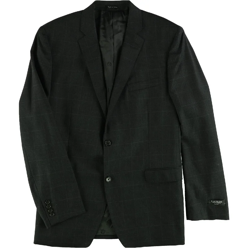 Urban Comfort Ralph Lauren Mens Tonal Two Button Blazer Jacket, Black, 46 Long