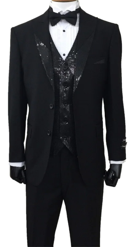 Men's Black 3 Piece Slim Fit Tuxedo