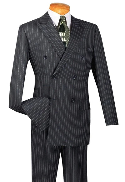 Cozy Apparel Symphony Collection: Charcoal 2 Piece Pinstripe Double Breasted Regular Fit Suit Cozy Apparel Symphony Collection: Charcoal 2 Piece Pinstripe Double Breasted Regular Fit Suit