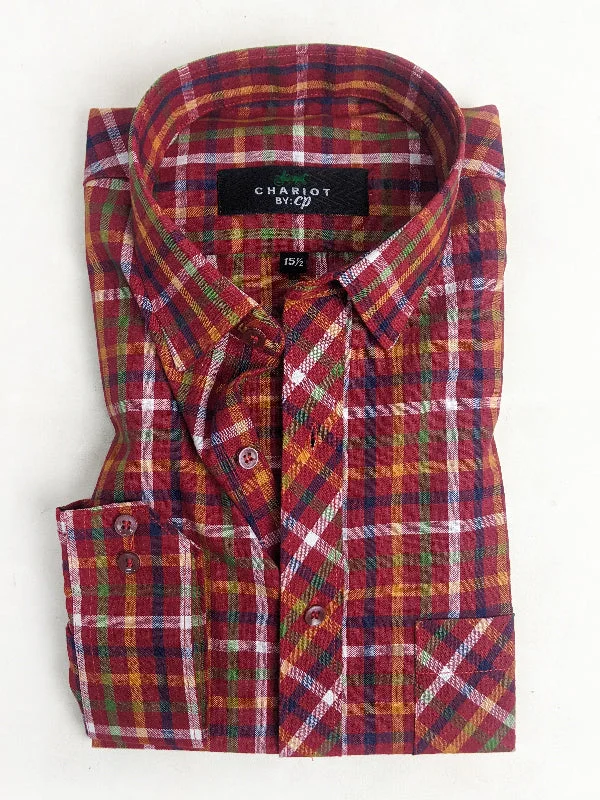 Classic Casual Red Checks Formal Dress Shirt For Men AN MFS96