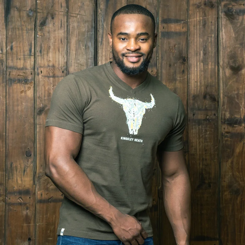 Smart Wear Paint Splosh Skull V-Neck Tee Fatigue