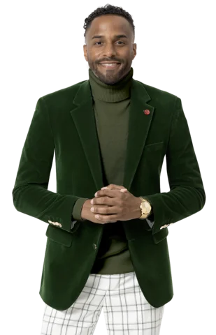 Relaxed Wearables Green Solid Velvet Blazer J134