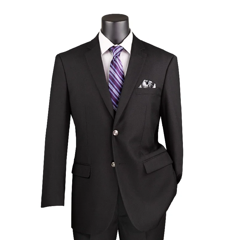 Casual Outfit Chiccheto Collection- Black Solid Color Single Breasted Regular Fit Blazer Casual Outfit Chiccheto Collection- Black Solid Color Single Breasted Regular Fit Blazer