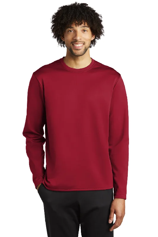 Sport-Tek Mens Moisture Wicking Fleece Crewneck Sweatshirt - Deep Red - Closeout