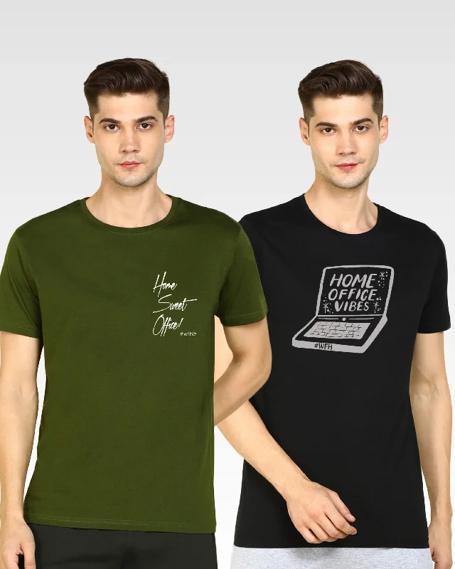 Cozy Essentials Mens Printed Combo TShirt - 2pcs Pack