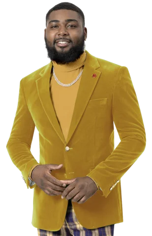 Stylish Looks Mustard Solid Velvet Blazer J134