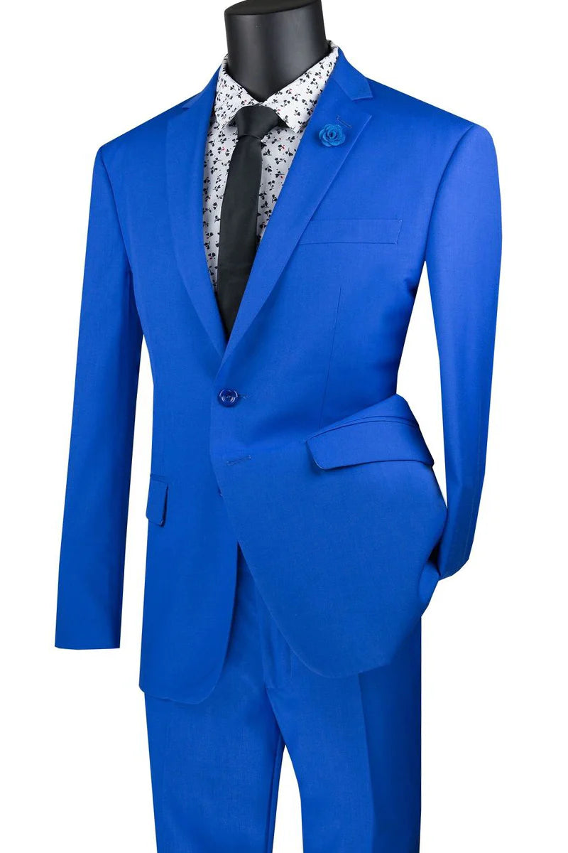 Casual Essentials Vintagevo Collection: Royal 2 Piece Solid Color Single Breasted Slim Fit Suit Casual Essentials Vintagevo Collection: Royal 2 Piece Solid Color Single Breasted Slim Fit Suit