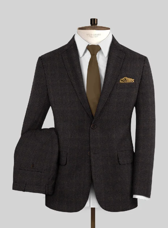 Active Gear Italian Trek Brown Checks Flannel Suit