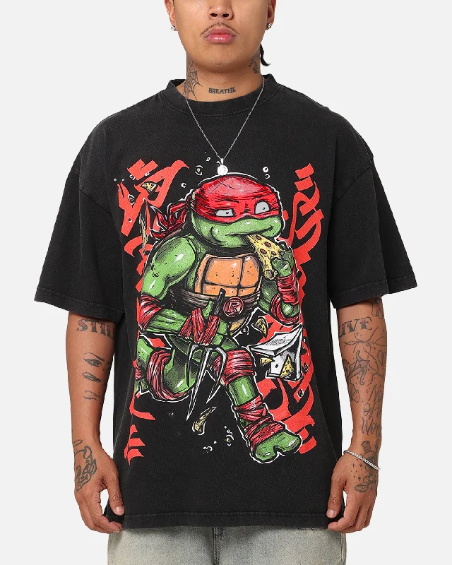 Everyday Outfits Goat Crew X Teenage Mutant Ninja Turtles Raphael X Sofles Vintage T-Shirt Black Acidwash