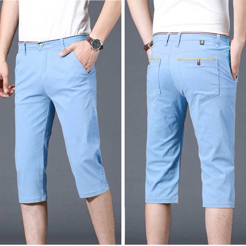 Classic Jackets Men's Casual Capris Men's Trousers Loose Straight Capris Pants Shorts Western Pants