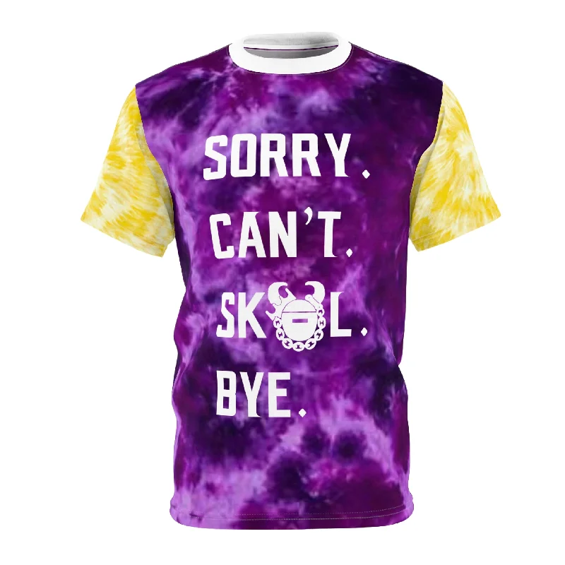 Casual Outfit Unisex Cut & Sew Tee - Purple/Gold Tie-Dye - Sorry. Can't. Bye.