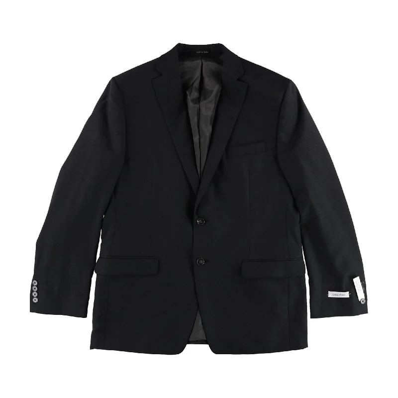 Calvin Klein Mens Single Breasted Two Button Blazer Jacket, Black, 42 Regular