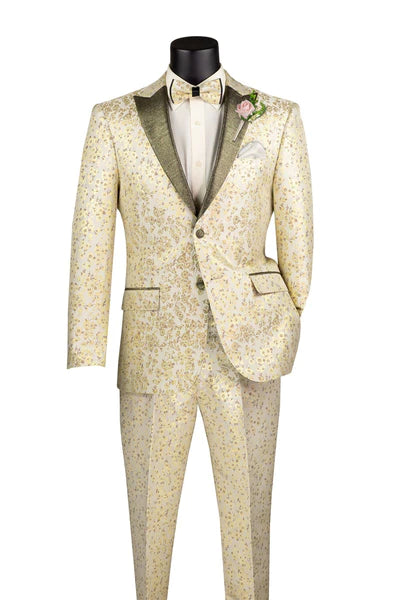 Comfy Sweaters Eldoria Collection: Champagne 2 Piece Jacquard Fabric Single Breasted Slim Fit Tuxedo Comfy Sweaters Eldoria Collection: Champagne 2 Piece Jacquard Fabric Single Breasted Slim Fit Tuxedo
