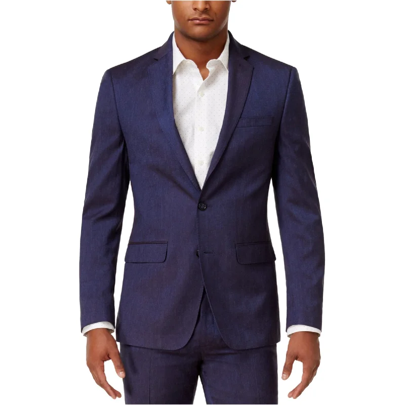 Sean John Mens Chambray Two Button Blazer Jacket