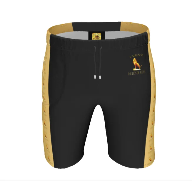 Sporty Chic Yahusha-The Lion of Judah 01 Men's Designer Sweat Shorts (Knee High)