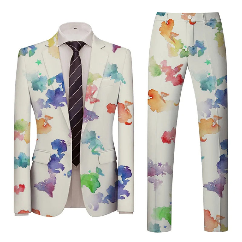 Fashion Comfort 2-Piece Men's Ink Print Dress Blazer Pants Set