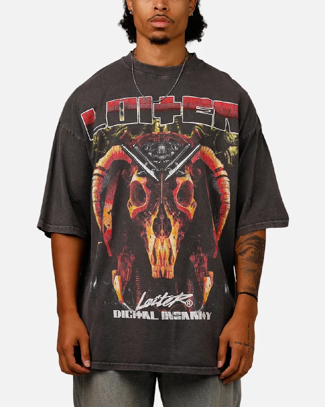 Loiter Digital Insanity Vintage Mock T-Shirt Charcoal