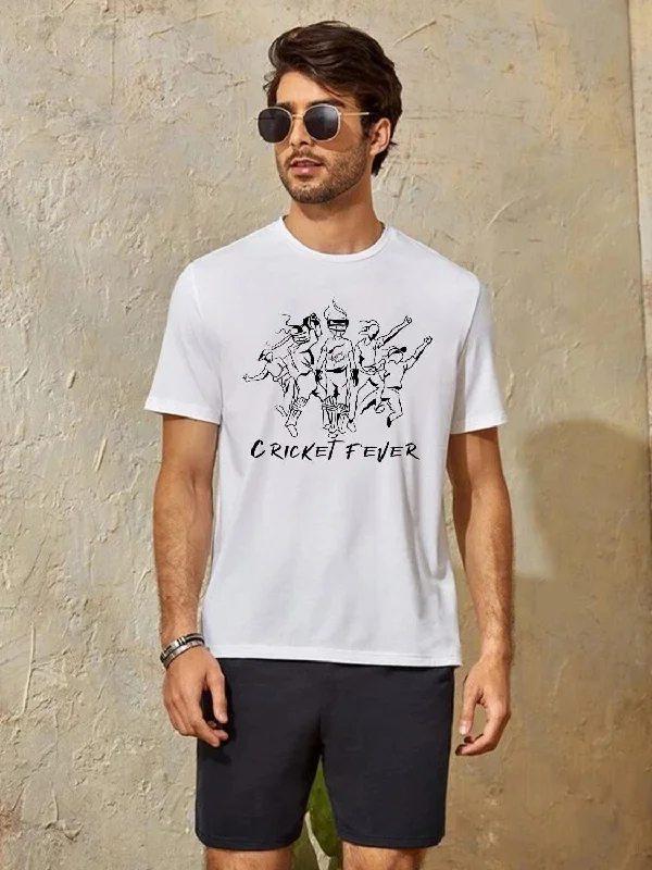 Sporty Look Mens halfsleeve cricket printed t-shirt
