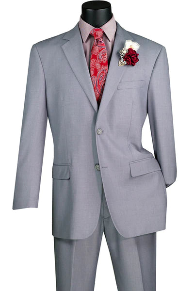 Smart Wear Marquis Collection: Light Grey 2 Piece Solid Color Single Breasted Regular Fit Suit