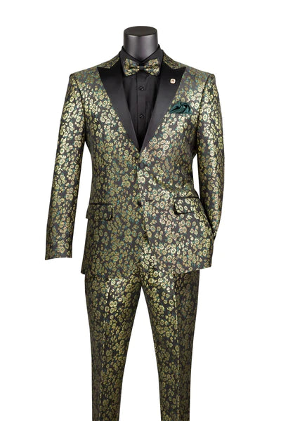 Versatile Outfits Eldoria Collection: Emerald 2 Piece Jacquard Fabric Single Breasted Slim Fit Tuxedo Versatile Outfits Eldoria Collection: Emerald 2 Piece Jacquard Fabric Single Breasted Slim Fit Tuxedo