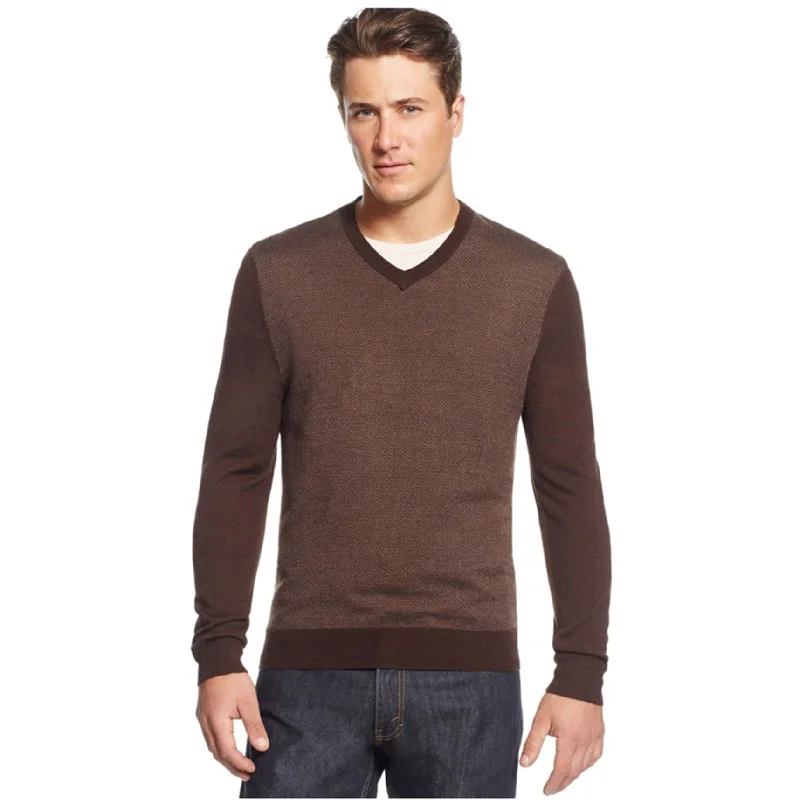 Club Room Mens Merino Wool Herringbone Pullover Sweater