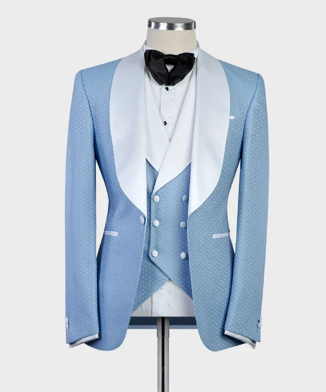 Casual Wear Three Piece Blue Tuxedo