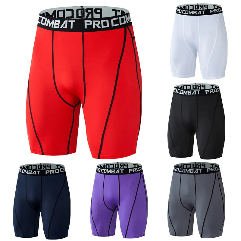 Soft Fabrics Men Bodybuilding Shorts Fitness Workout Inseam Gym Knickers Male Muscle Alive Elastic Compression Tights Skinny Leggings
