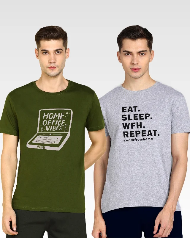 Outdoor Clothing Mens Printed Combo TShirt - 2pcs Pack