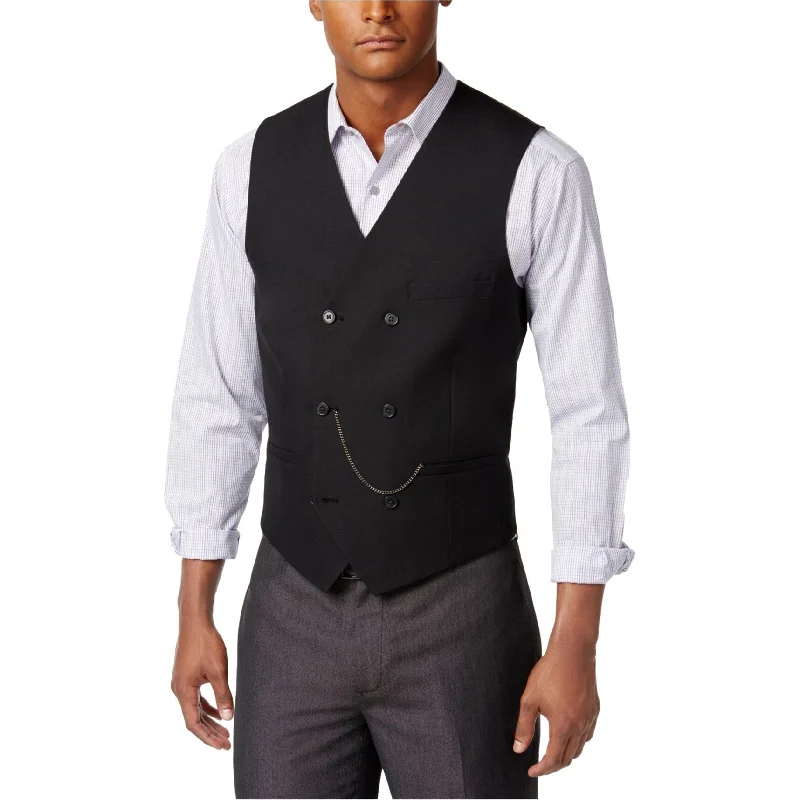Casual Comfort Independence Day Mens Double-Breasted Three Button Vest, Black, Medium