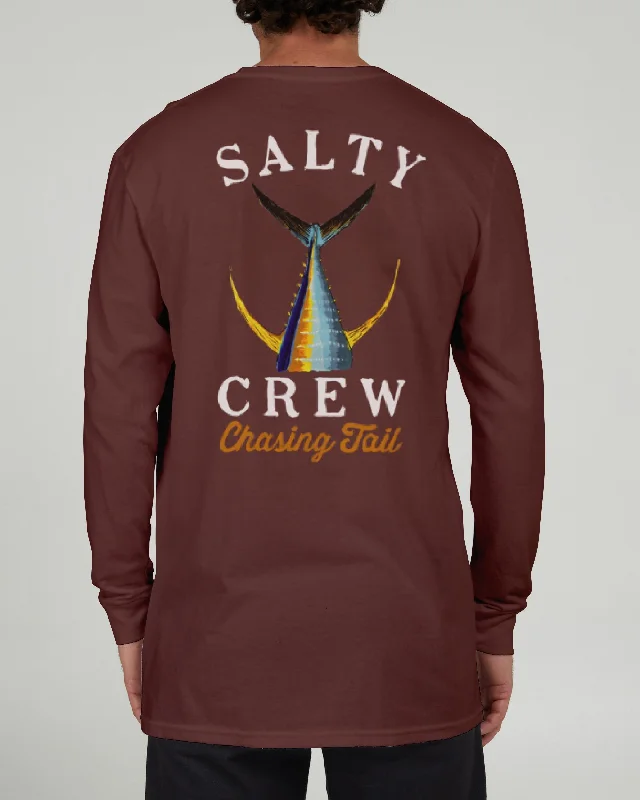 Minimalist Style Tailed L/S Tee - Maroon