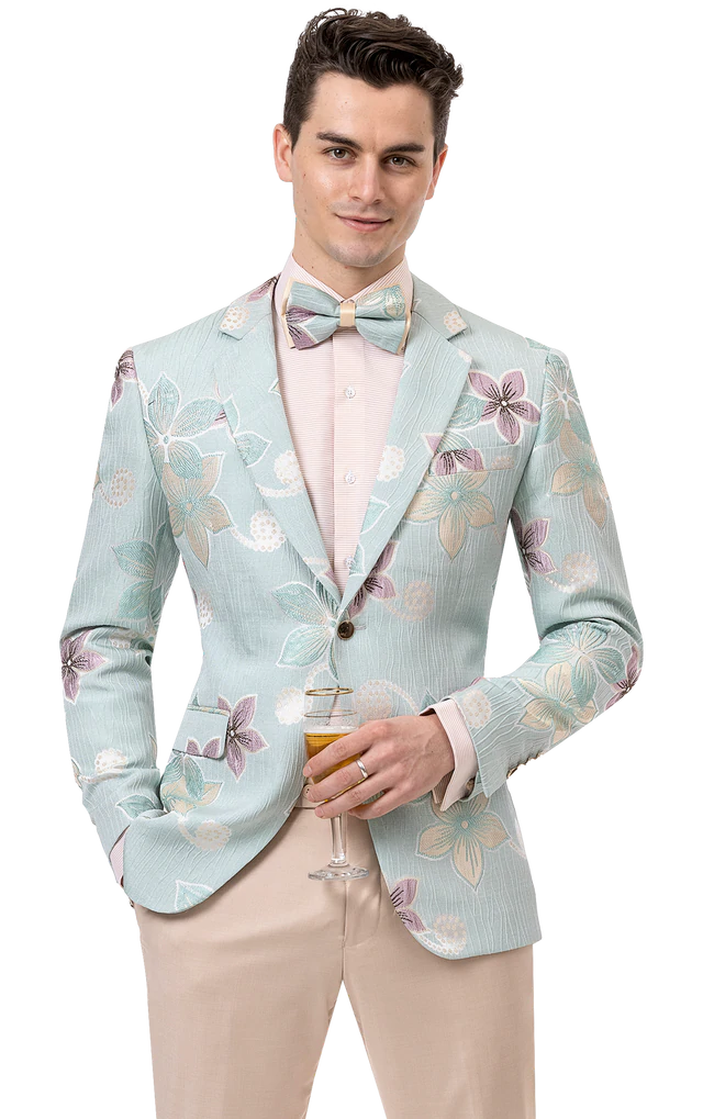 Cozy Fit Light Teal Floral Print Fashion Blazer J148