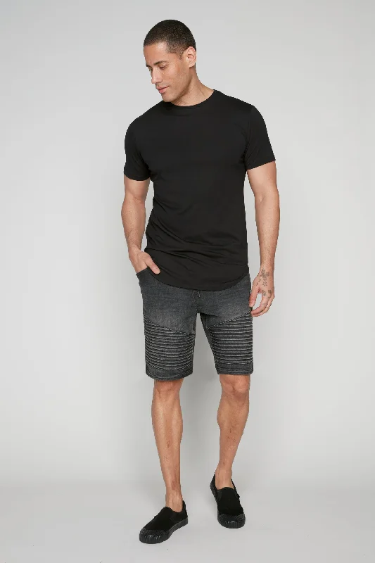 Essential Wardrobe PHOENIX - Mens Denim 5-Pocket Moto Short - Dark Grey Wash