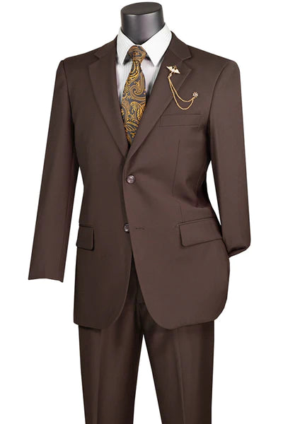 Weekend Outfits Marquis Collection: Brown 2 Piece Solid Color Single Breasted Regular Fit Suit