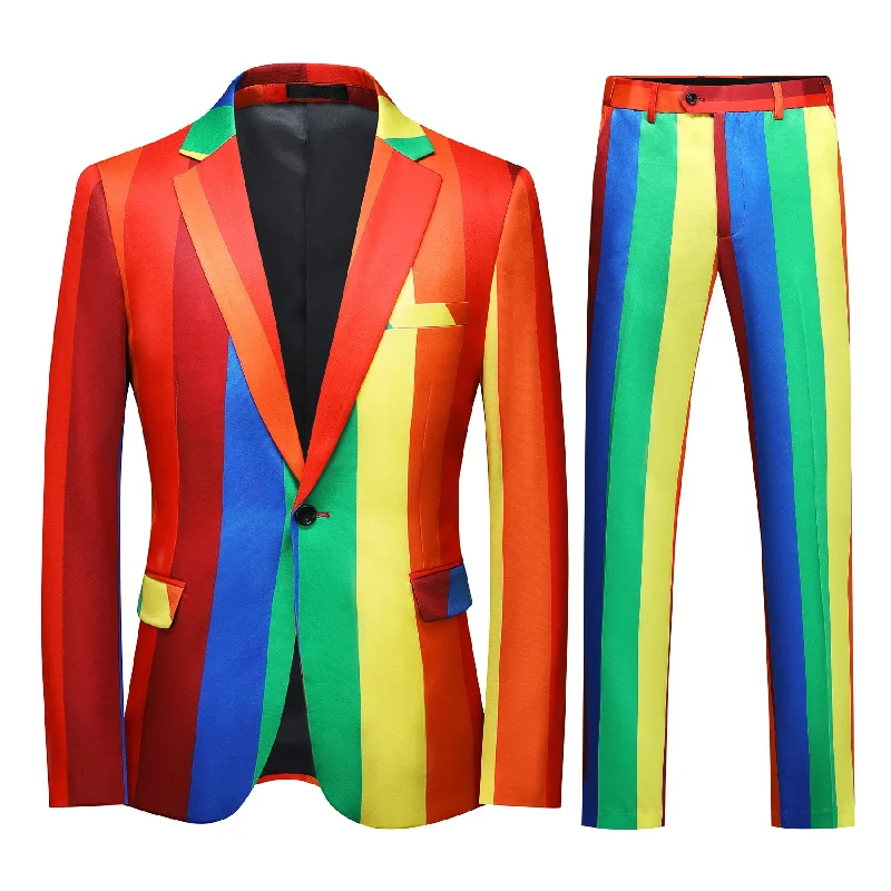 Outdoor Gear 2 Piece Men's Clown Colorblock Rainbow Celebration Suit