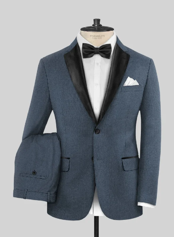 Napolean Stretch Space Blue Wool Tuxedo Suit