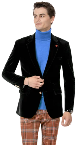 Comfortable Outfits Black Solid Velvet Blazer J134