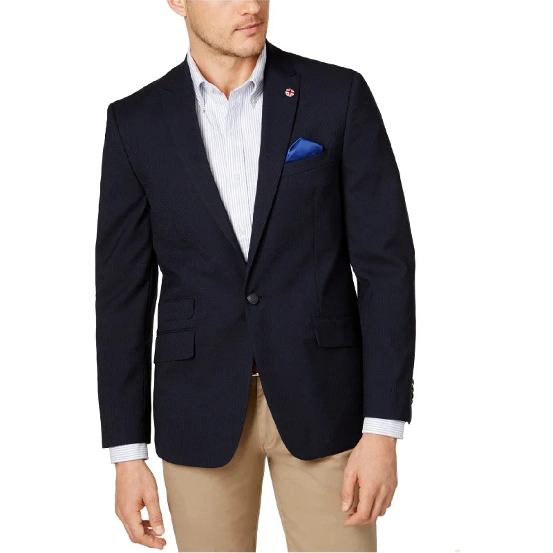 Ben Sherman Mens Peak Lapel One Button Blazer Jacket, Blue, 40 Long