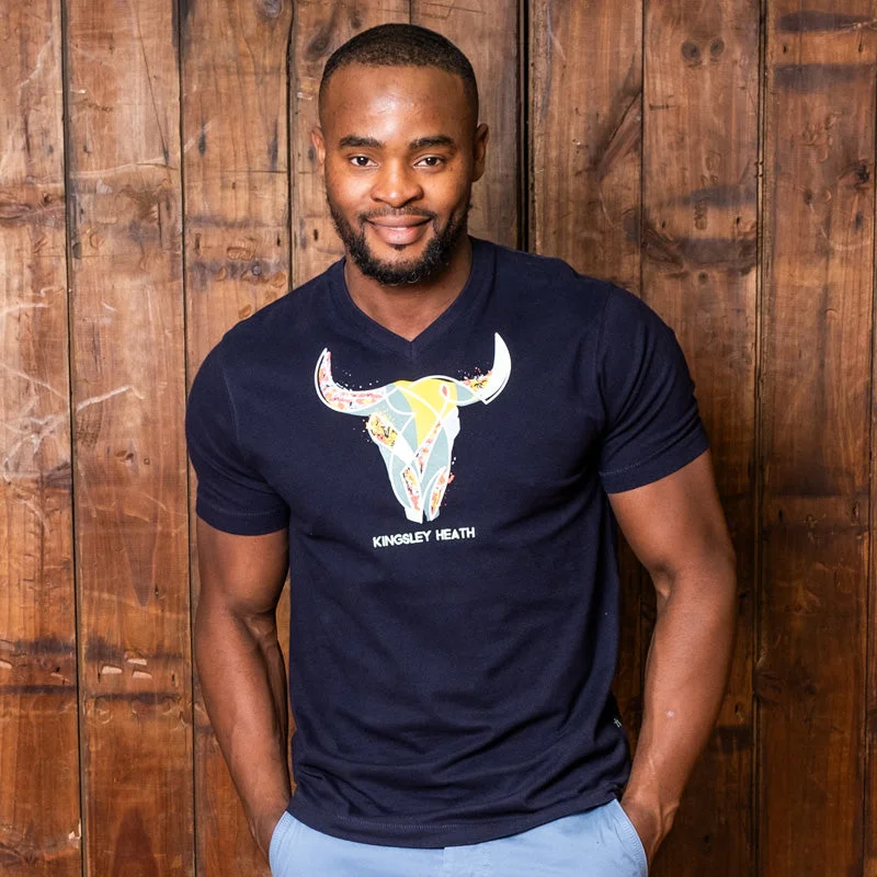 Sporty Wardrobe Patchwork Skull V-Neck Tee Midnight