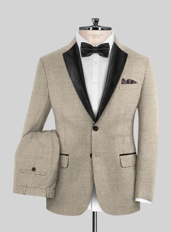 Napolean Melange Khaki Wool Tuxedo Suit