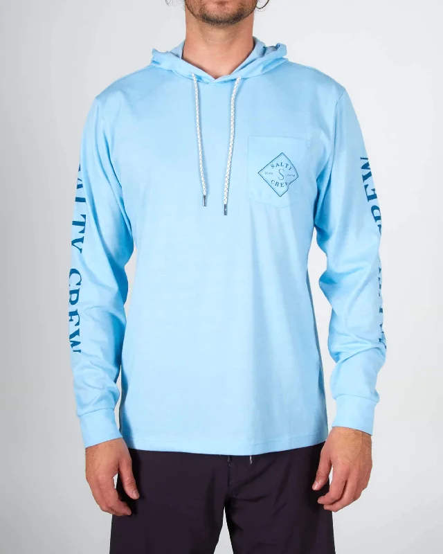 Soft Layers Tippet Pocket Hood Tech Tee - Light Blue