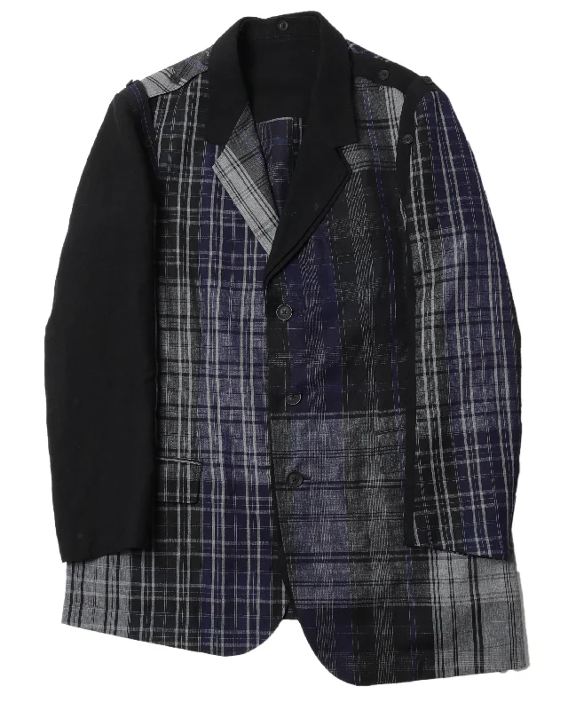 Pour Homme Asymmetric Plaid Blazer