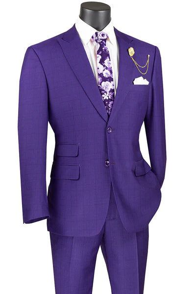 Weekend Outfits Astro Collection: Purple 2 Piece Windowpane Single Breasted Modern Fit Suit Weekend Outfits Astro Collection: Purple 2 Piece Windowpane Single Breasted Modern Fit Suit