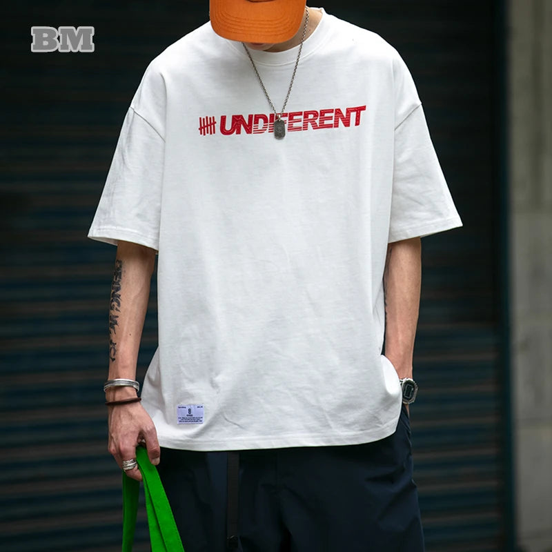 Modern Style Japanese Streetwear Letter Print Cotton T-Shirt - Casual Short Sleeve Tee