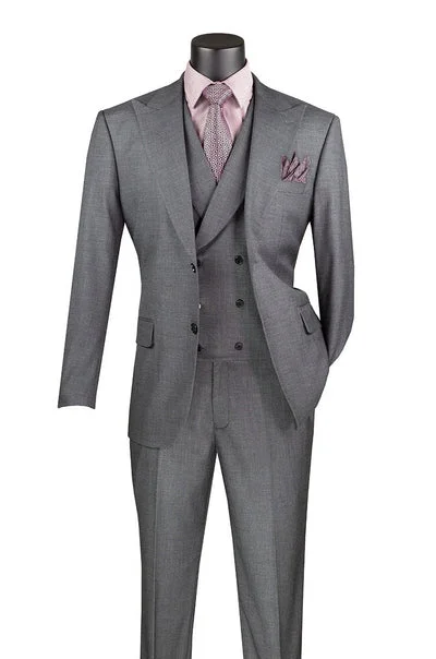 Everyday Outfits Classique Collection: Charcoal 3 Piece Solid Color Single Breasted Modern Fit Suit