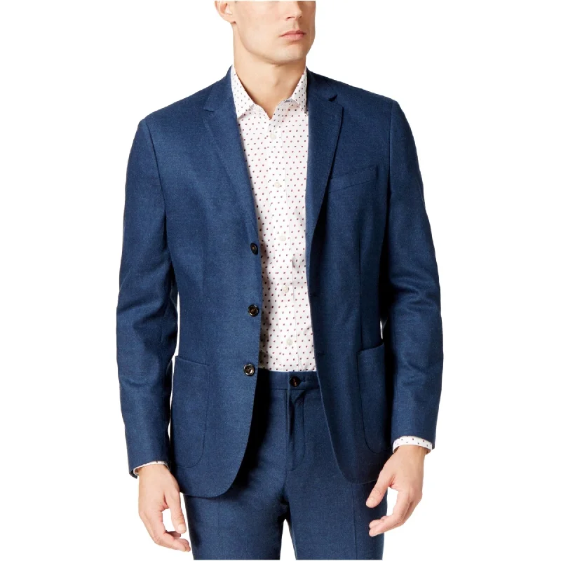 Michael Kors Mens Stretch Flannel Three Button Blazer Jacket, Blue, 42 Regular