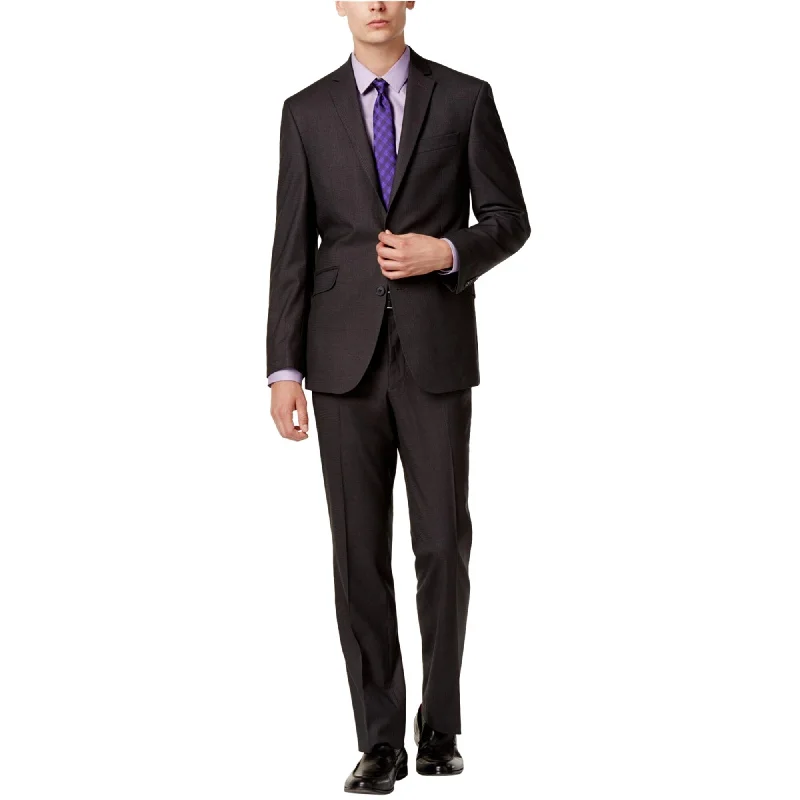 Kenneth Cole Mens Slim fit plaid Two Button Formal Suit, Grey, 40 Regular / 33W x 36L