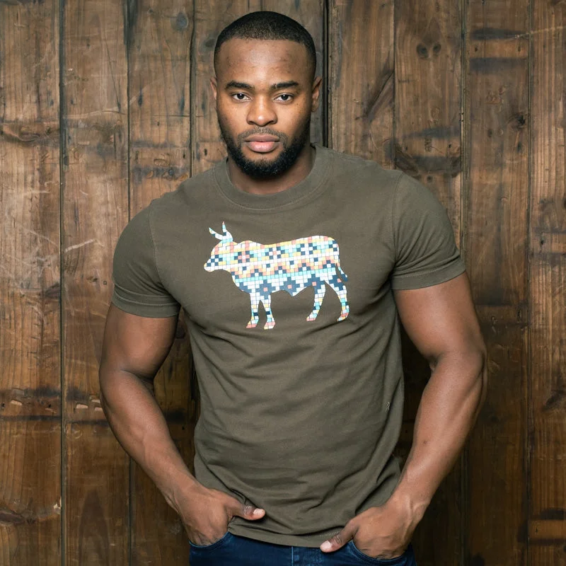 Comfy Sweaters Pixel Ndebele Nguni Crew Tee Fatigue